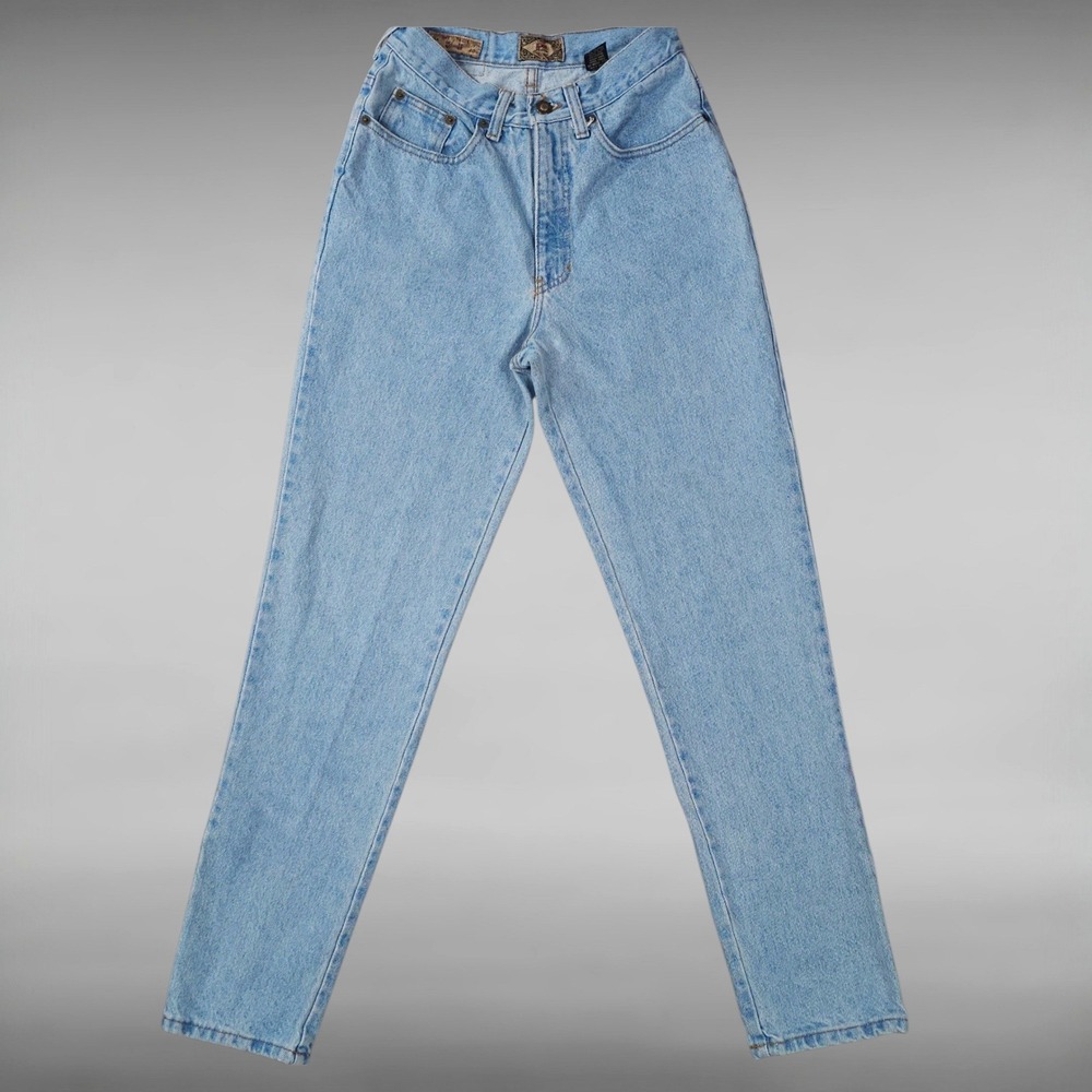 Vintage 90s Express EXP Jeans High Rise Tapered Mom Light Wash Denim Size 5/6